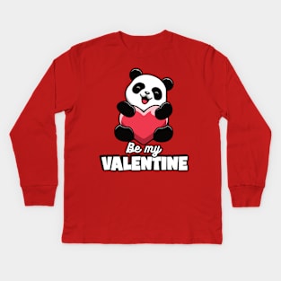 Be My Valentine Cute Panda Kids Long Sleeve T-Shirt